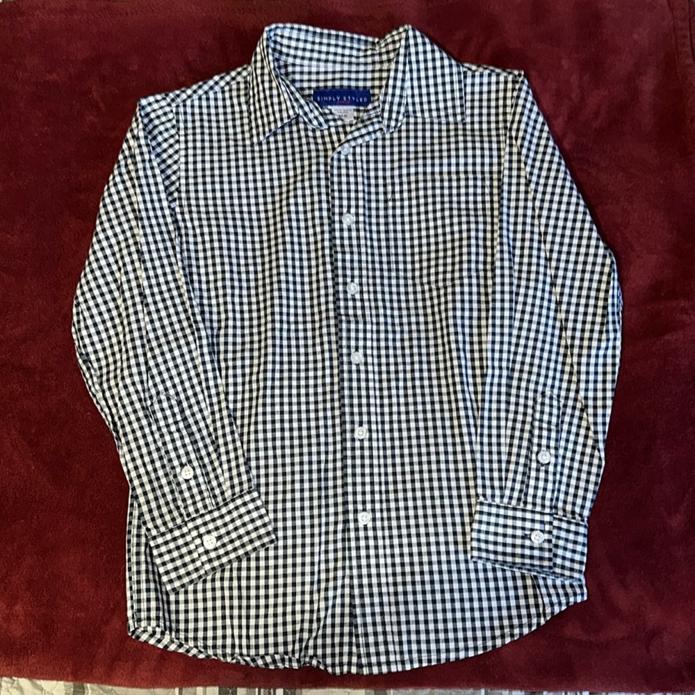Simply Styled by Sears Boy Plaid Black & White Button Down Shirt